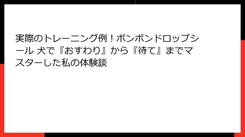 実際のトレーニング例!ボンボンドロップシール 犬で『おすわり』から『待て』までマスターした私の体験談
