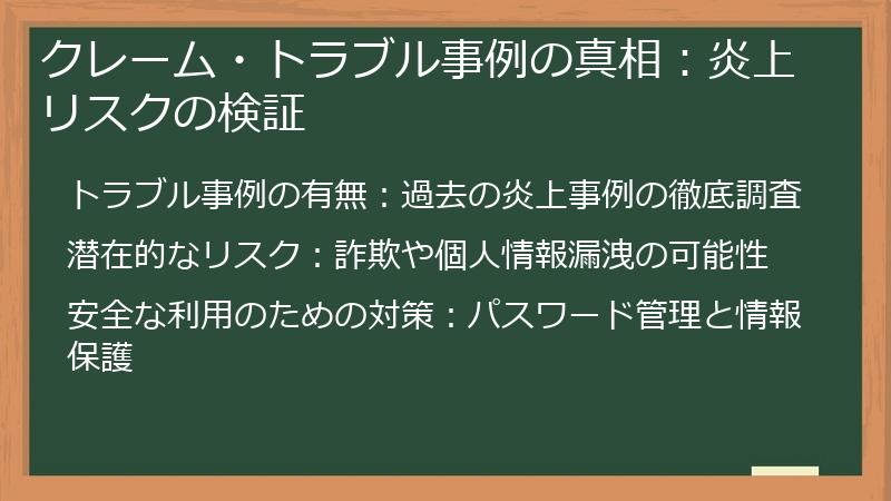 クレーム・トラブル事例の真相：炎上リスクの検証