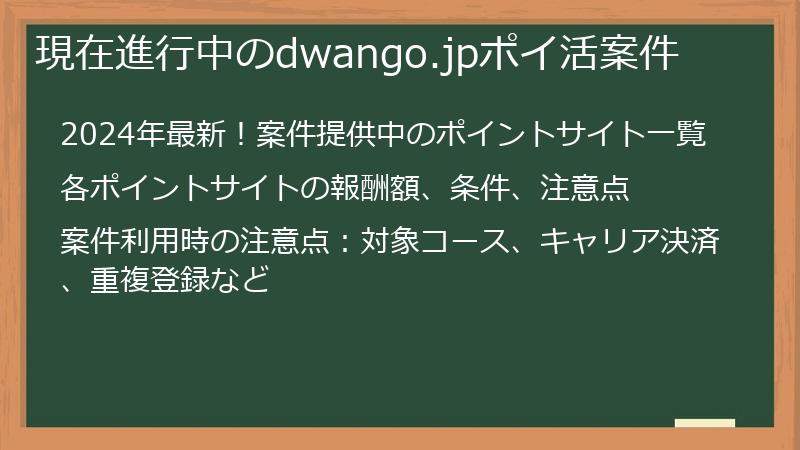 現在進行中のdwango.jpポイ活案件