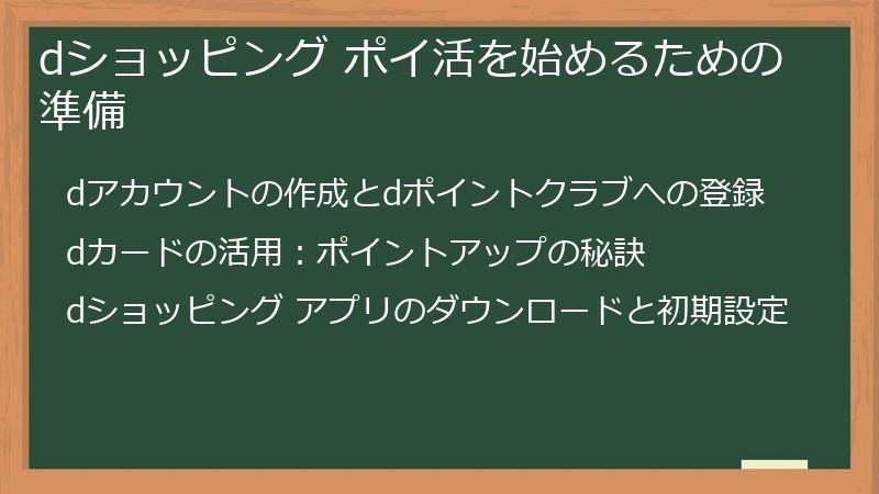 dショッピング ポイ活を始めるための準備