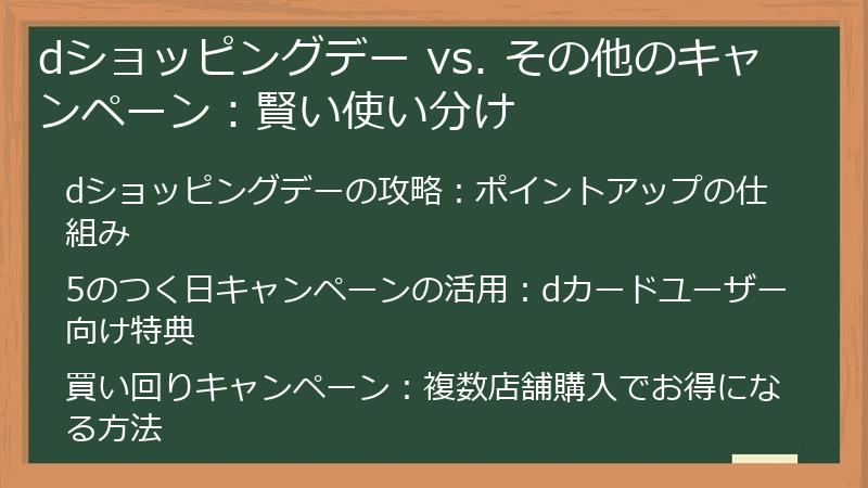 dショッピングデー vs. その他のキャンペーン：賢い使い分け