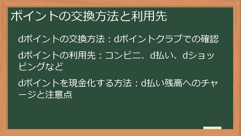 ポイントの交換方法と利用先