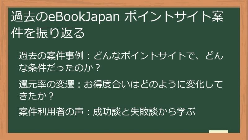 過去のeBookJapan ポイントサイト案件を振り返る