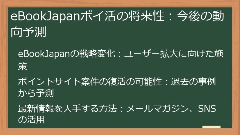 eBookJapanポイ活の将来性：今後の動向予測