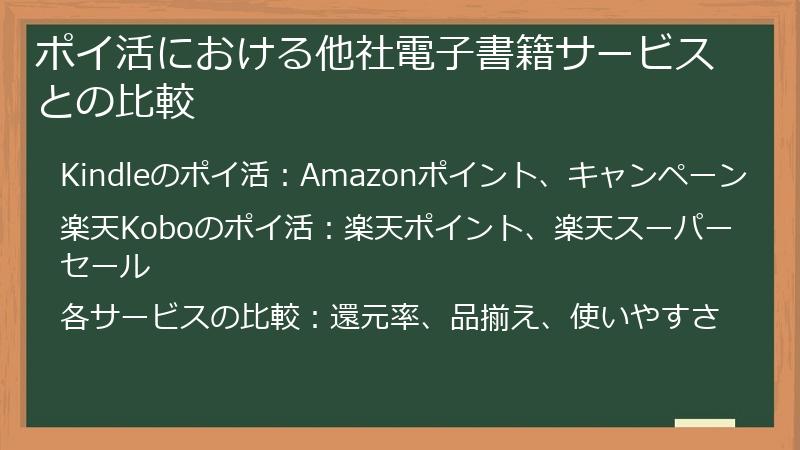 ポイ活における他社電子書籍サービスとの比較