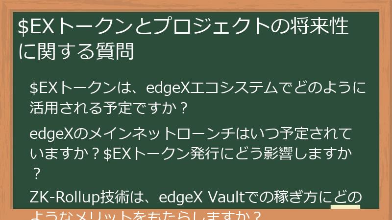 $EXトークンとプロジェクトの将来性に関する質問