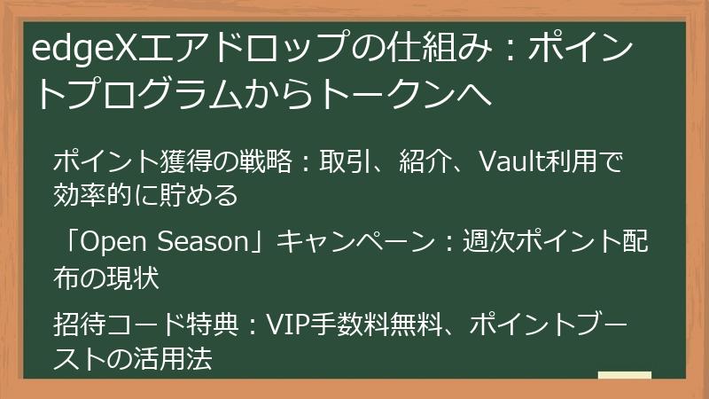 edgeXエアドロップの仕組み：ポイントプログラムからトークンへ