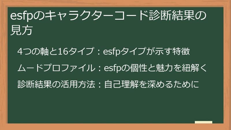 esfpのキャラクターコード診断結果の見方