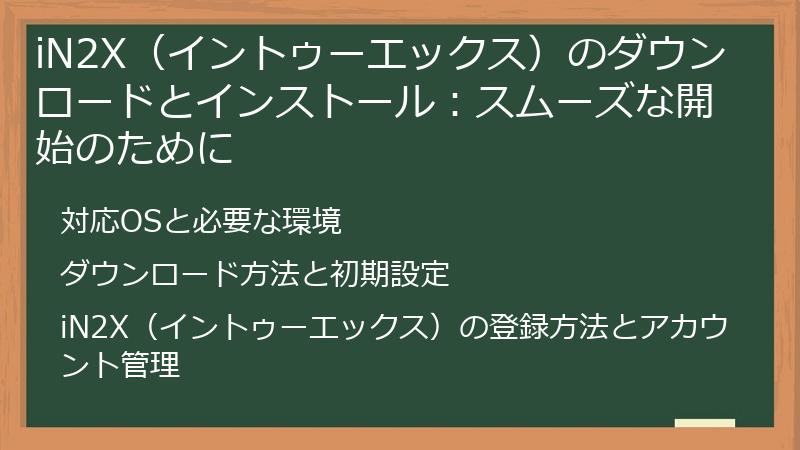 iN2X（イントゥーエックス）のダウンロードとインストール：スムーズな開始のために