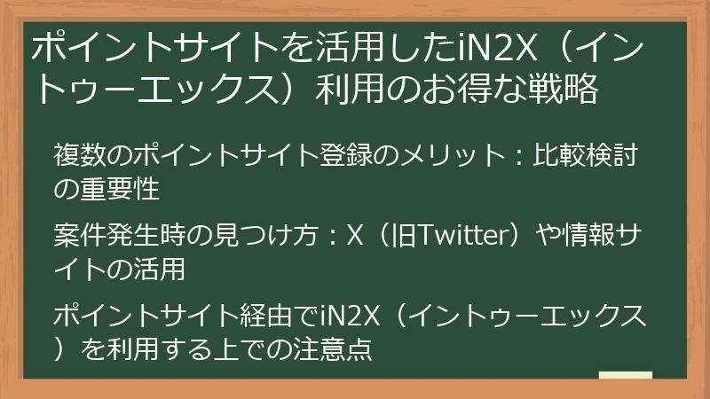 ポイントサイトを活用したiN2X（イントゥーエックス）利用のお得な戦略