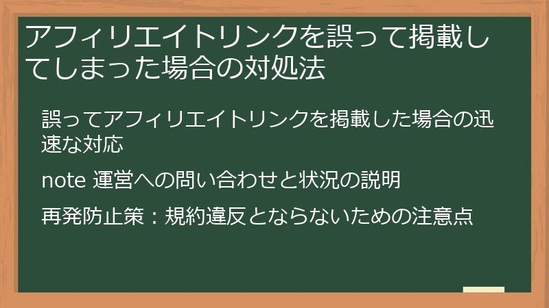 アフィリエイトリンクを誤って掲載してしまった場合の対処法