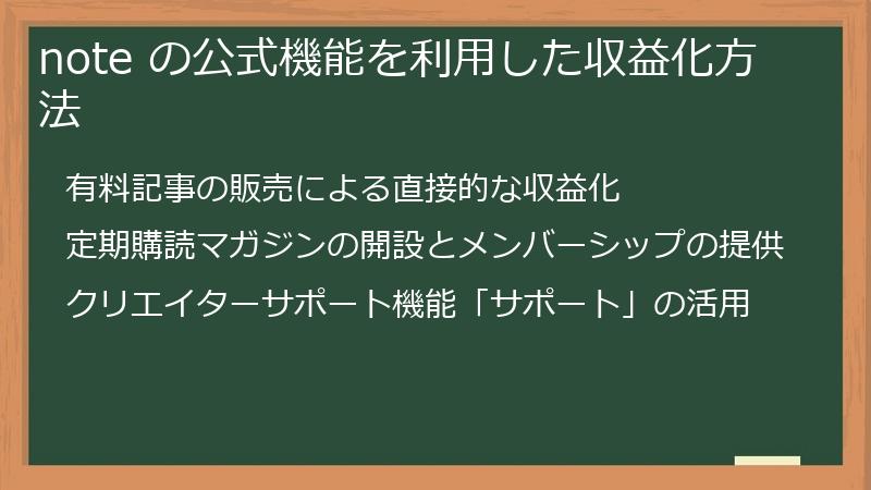 note の公式機能を利用した収益化方法