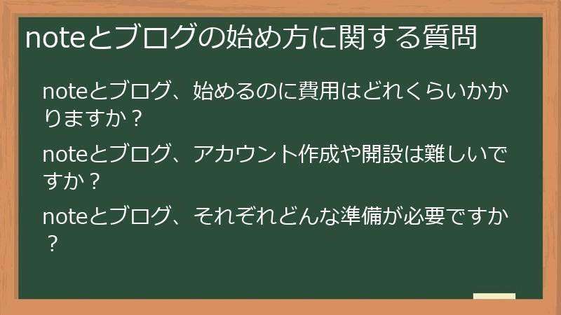 noteとブログの始め方に関する質問