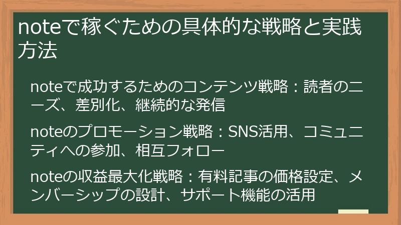 noteで稼ぐための具体的な戦略と実践方法