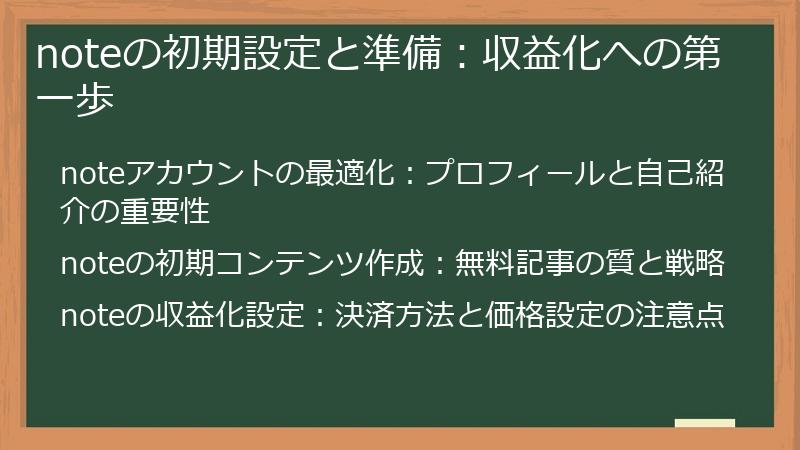 noteの初期設定と準備：収益化への第一歩