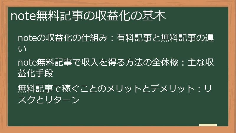 note無料記事の収益化の基本