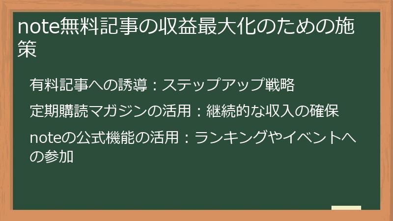 note無料記事の収益最大化のための施策