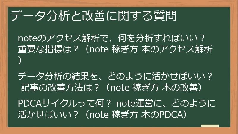 データ分析と改善に関する質問