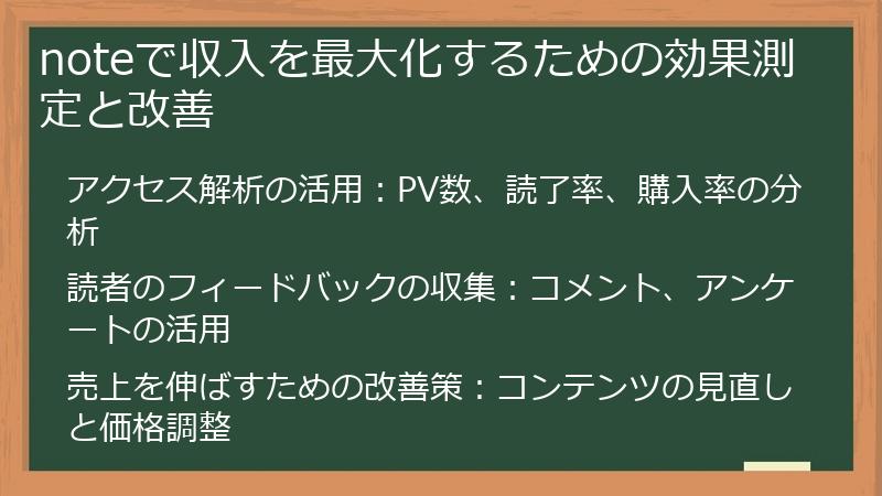 noteで収入を最大化するための効果測定と改善