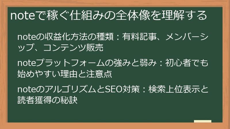 noteで稼ぐ仕組みの全体像を理解する