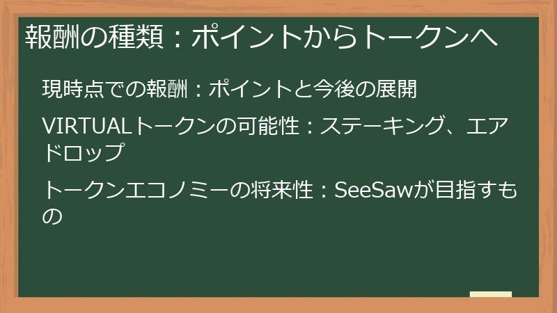 報酬の種類：ポイントからトークンへ