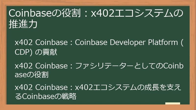 Coinbaseの役割：x402エコシステムの推進力