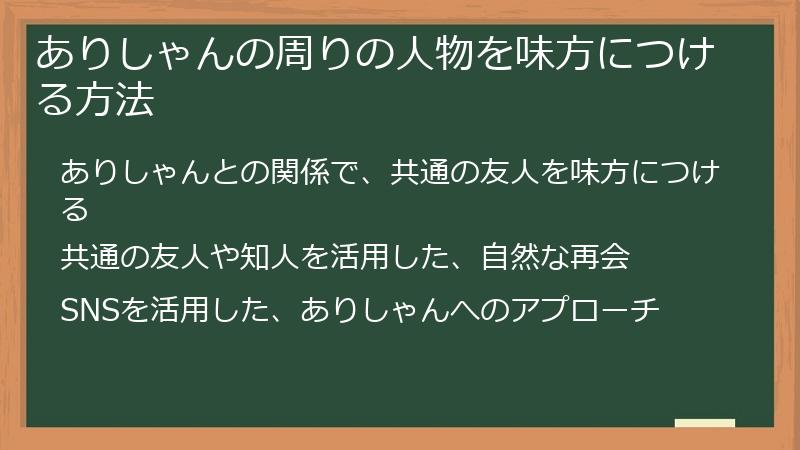 ありしゃんの周りの人物を味方につける方法