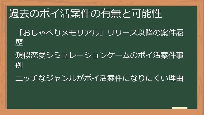 過去のポイ活案件の有無と可能性