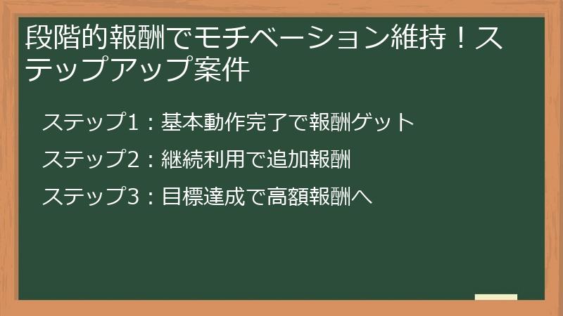 段階的報酬でモチベーション維持！ステップアップ案件