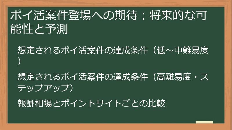 ポイ活案件登場への期待：将来的な可能性と予測