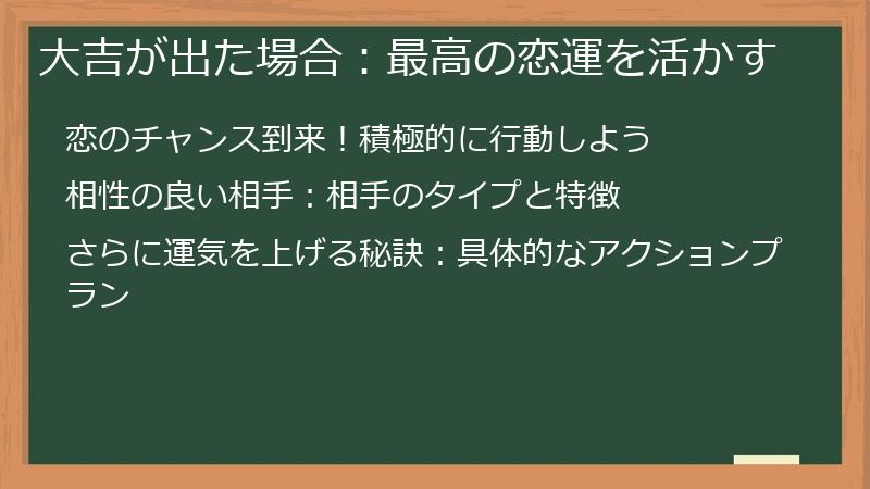 大吉が出た場合：最高の恋運を活かす