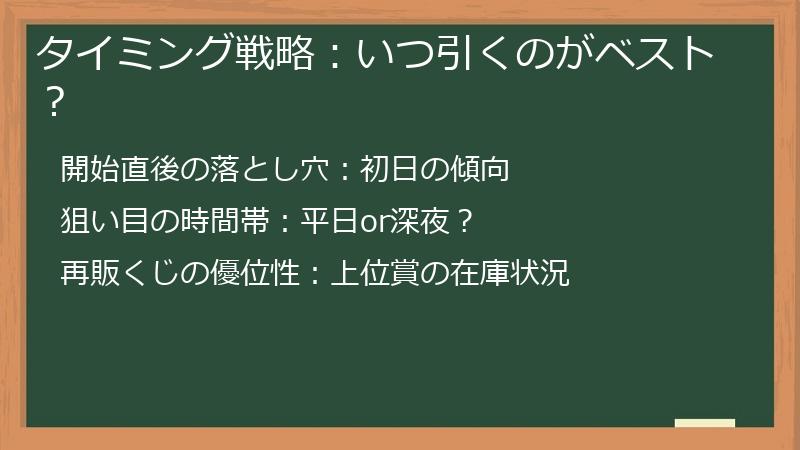 タイミング戦略：いつ引くのがベスト？