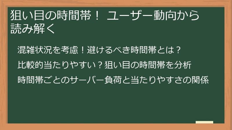 狙い目の時間帯！ ユーザー動向から読み解く