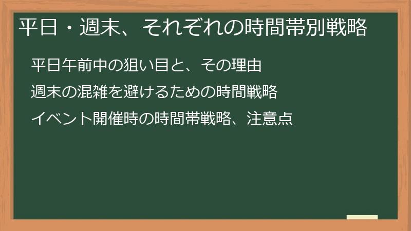 平日・週末、それぞれの時間帯別戦略