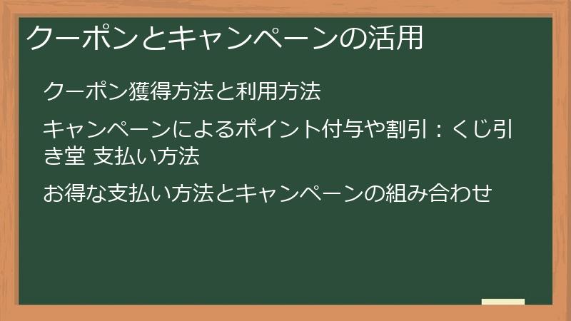 クーポンとキャンペーンの活用