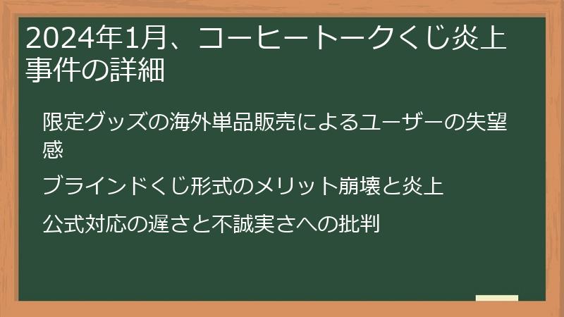 2024年1月、コーヒートークくじ炎上事件の詳細