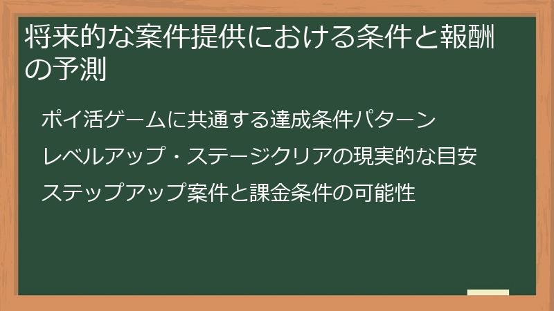 将来的な案件提供における条件と報酬の予測