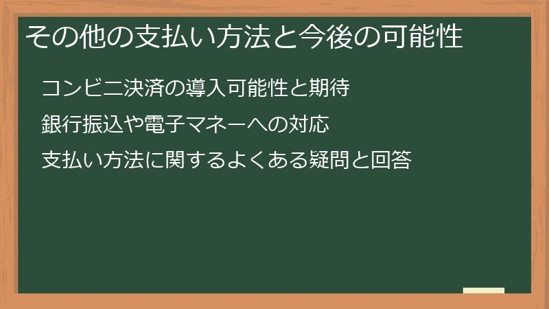 その他の支払い方法と今後の可能性