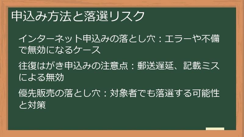 申込み方法と落選リスク