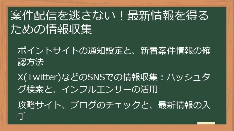 案件配信を逃さない！最新情報を得るための情報収集