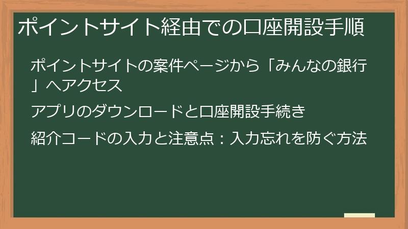 ポイントサイト経由での口座開設手順