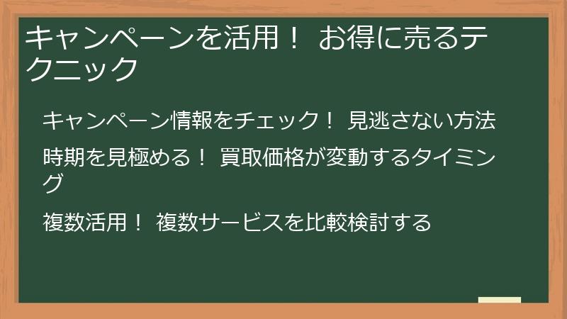 キャンペーンを活用! お得に売るテクニック