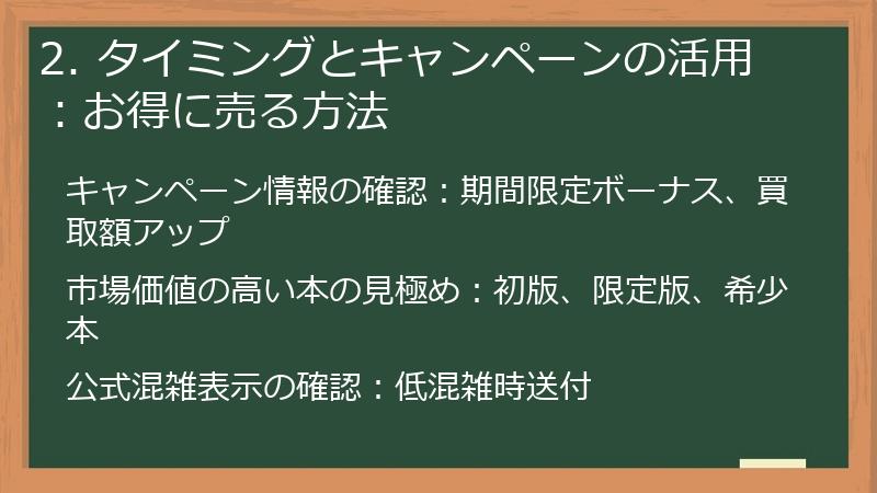 2. タイミングとキャンペーンの活用：お得に売る方法