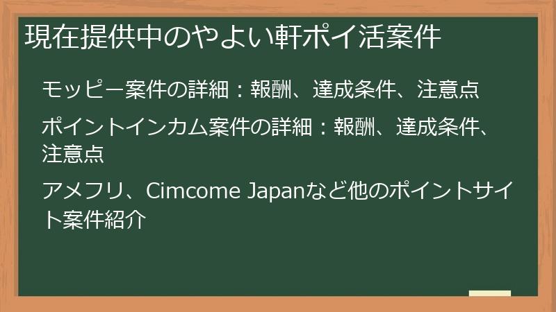 現在提供中のやよい軒ポイ活案件