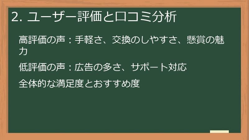 2. ユーザー評価と口コミ分析