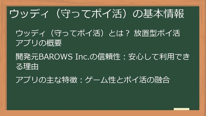 ウッディ（守ってポイ活）の基本情報