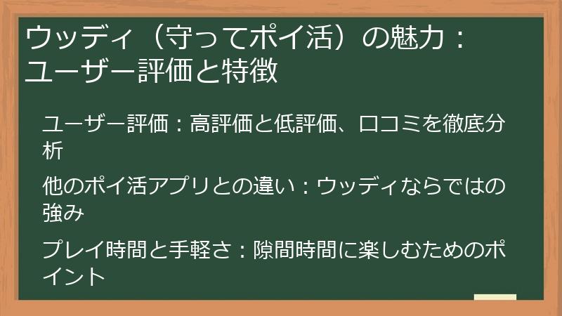 ウッディ（守ってポイ活）の魅力： ユーザー評価と特徴