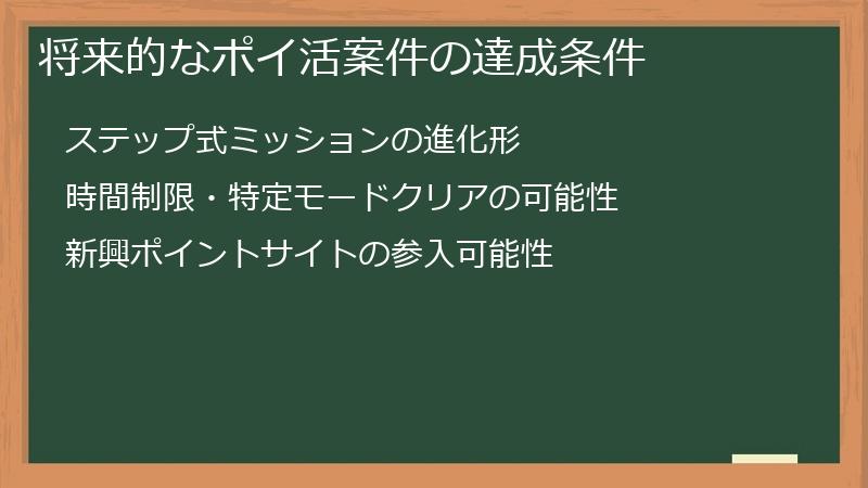 将来的なポイ活案件の達成条件