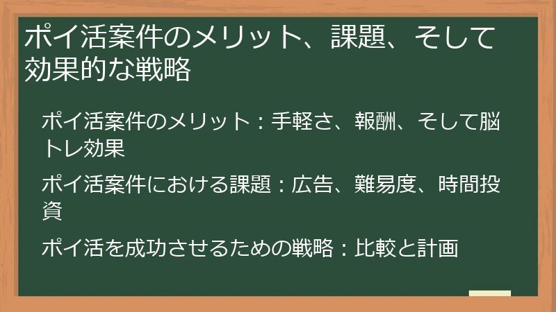 ポイ活案件のメリット、課題、そして効果的な戦略