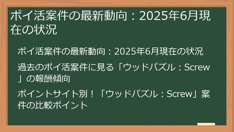 ポイ活案件の最新動向：2025年6月現在の状況